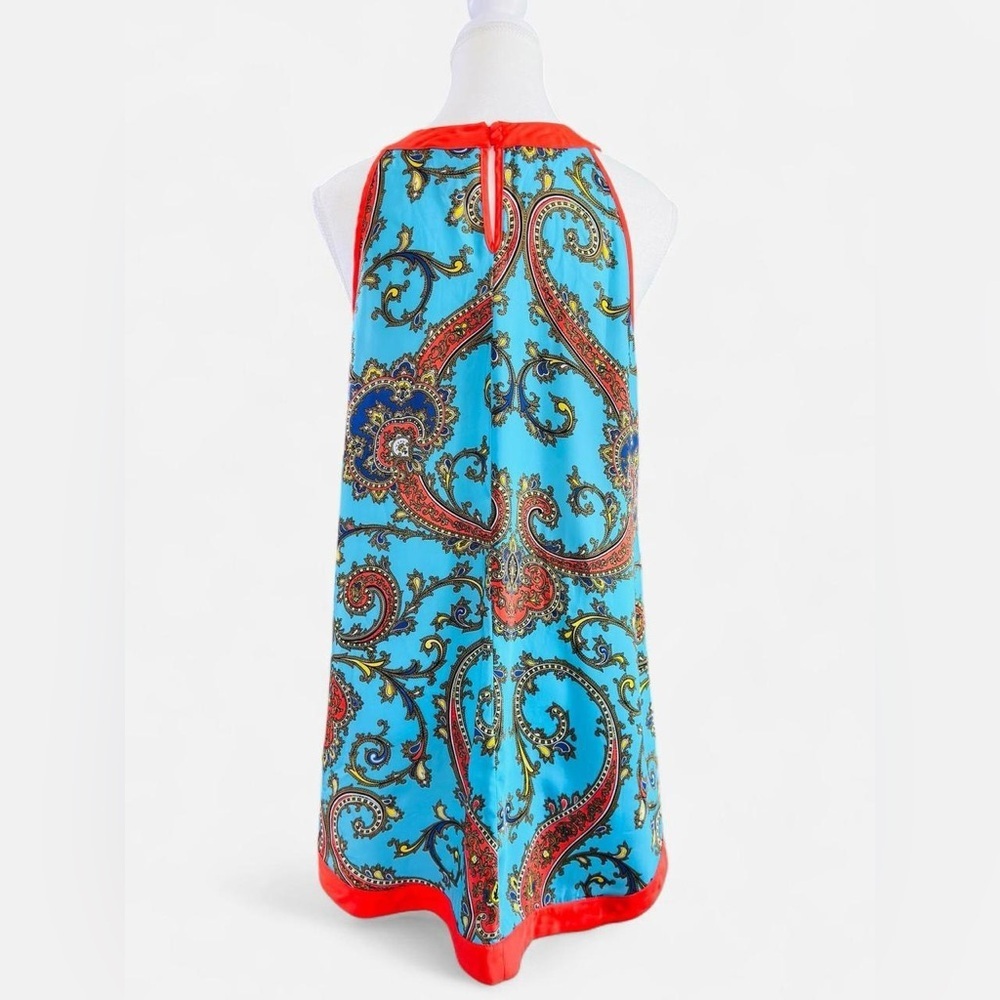 Nicole by Nicole Miller Paisley Halter Top Blue Orange Satin Size M - Picture 4 of 8